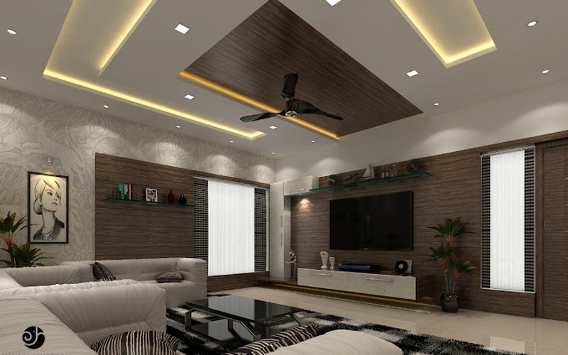 Stylish Living Room Interior Design by Woodlighters in Coimbatore